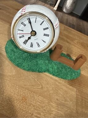 Baseball Quartz Tabletop Clock With Baseball Card Holder